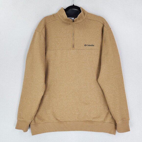 Columbia Sweater Mens Extra Large Tan Hart Mountain II Half Zip Casual Pullover - Picture 1 of 10